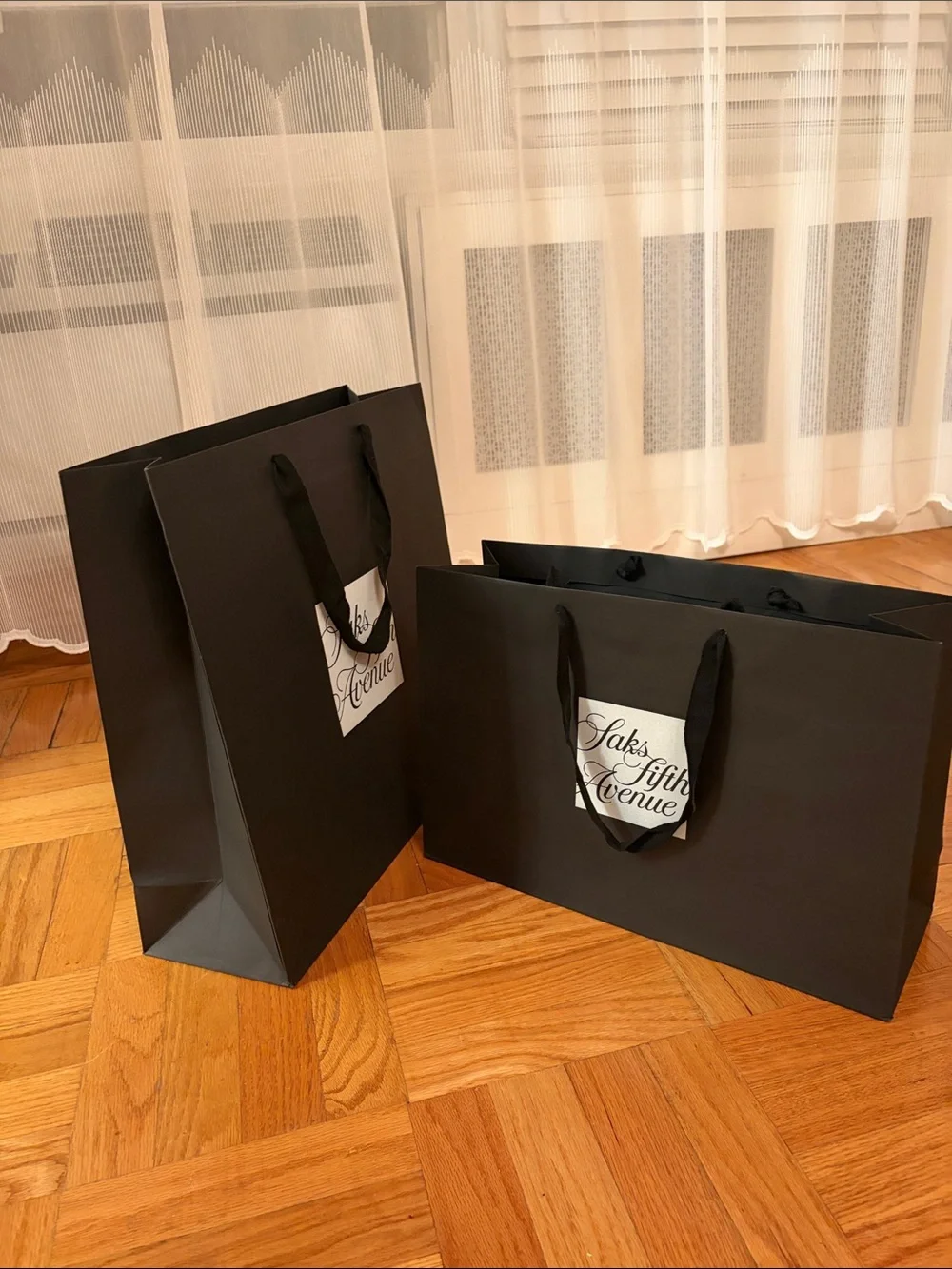 Saks Fifth Avenue Black Branded Ribbon-Handle Tote